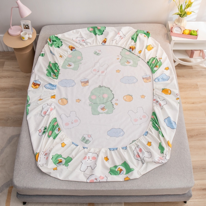 91家纺网 家纺一手货源 找家纺 绵庭 2022新款全棉12868单床笠 恐龙宝宝