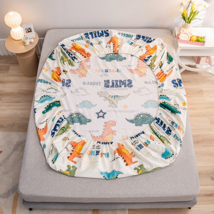 91家纺网 家纺一手货源 找家纺 绵庭 2022新款全棉12868单床笠 恐龙漫画