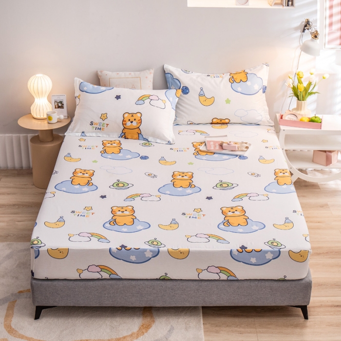 91家纺网 家纺一手货源 找家纺 绵庭 2022新款全棉12868单床笠 快乐虎-米