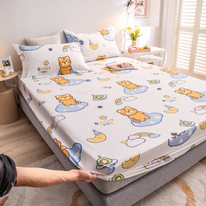 91家纺网 家纺一手货源 找家纺 绵庭 2022新款全棉12868单床笠 快乐虎-米