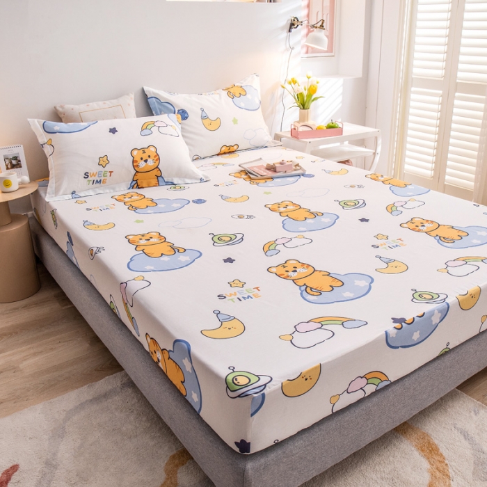 91家纺网 家纺一手货源 找家纺 绵庭 2022新款全棉12868单床笠 快乐虎-米