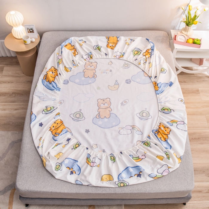 91家纺网 家纺一手货源 找家纺 绵庭 2022新款全棉12868单床笠 快乐虎-米