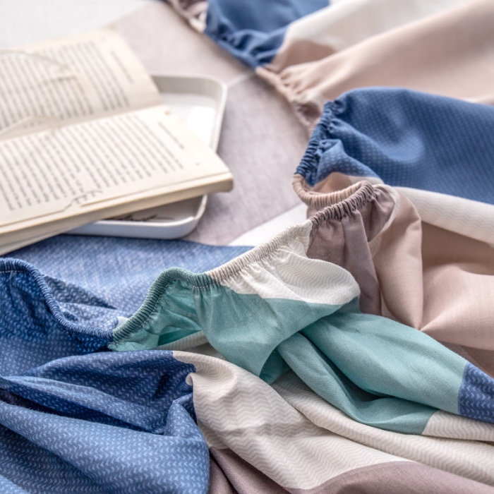 91家纺网 家纺一手货源 找家纺 绵庭 2022新款全棉12868单床笠 玫瑰条约-蓝