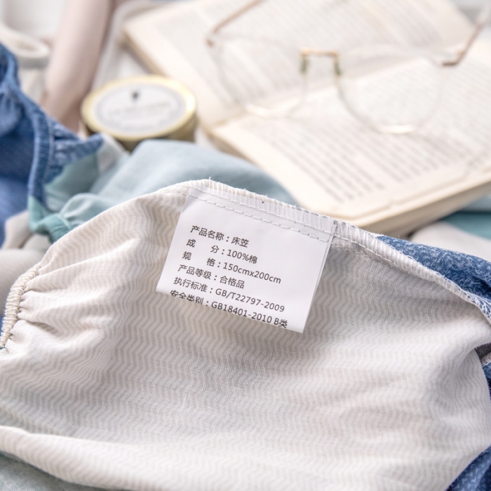 91家纺网 家纺一手货源 找家纺 绵庭 2022新款全棉12868单床笠 玫瑰条约-蓝