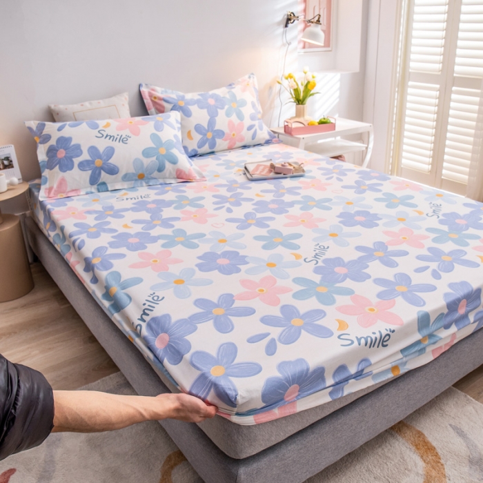 91家纺网 家纺一手货源 找家纺 绵庭 2022新款全棉12868单床笠 浅浅花漾