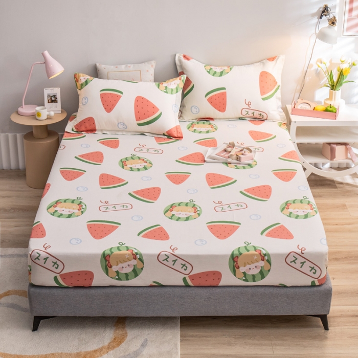 91家纺网 家纺一手货源 找家纺 绵庭 2022新款全棉12868单床笠 西瓜女孩