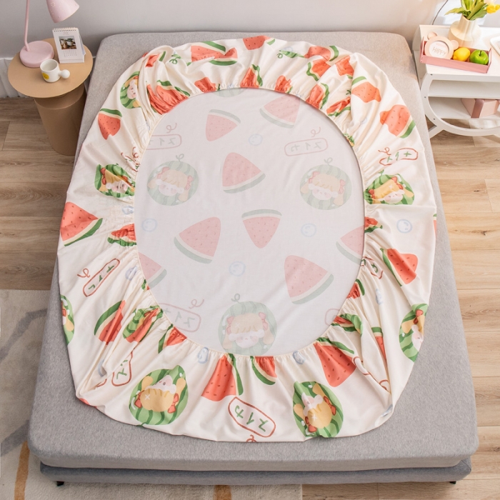 91家纺网 家纺一手货源 找家纺 绵庭 2022新款全棉12868单床笠 西瓜女孩