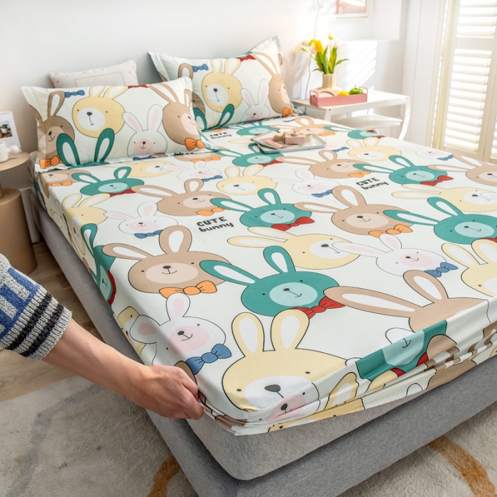 91家纺网 家纺一手货源 找家纺 绵庭 2022新款全棉12868单床笠 小兔叽