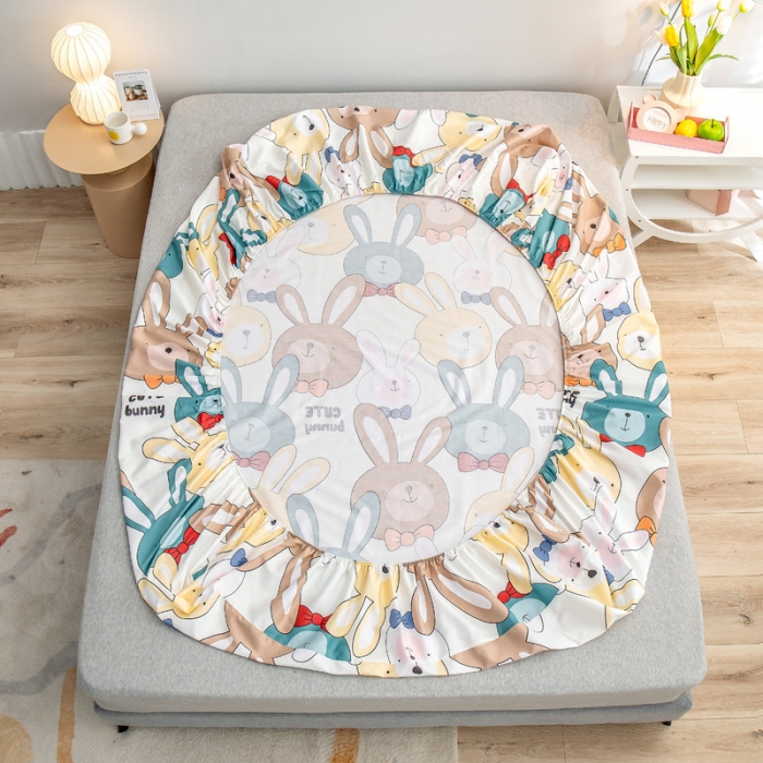 91家纺网 家纺一手货源 找家纺 绵庭 2022新款全棉12868单床笠 小兔叽