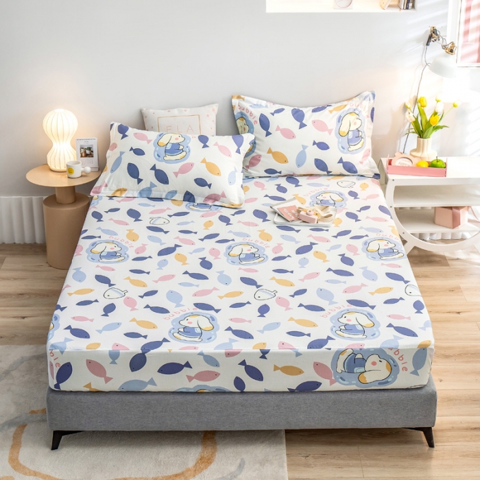 91家纺网 家纺一手货源 找家纺 绵庭 2022新款全棉12868单床笠 鱼泡泡