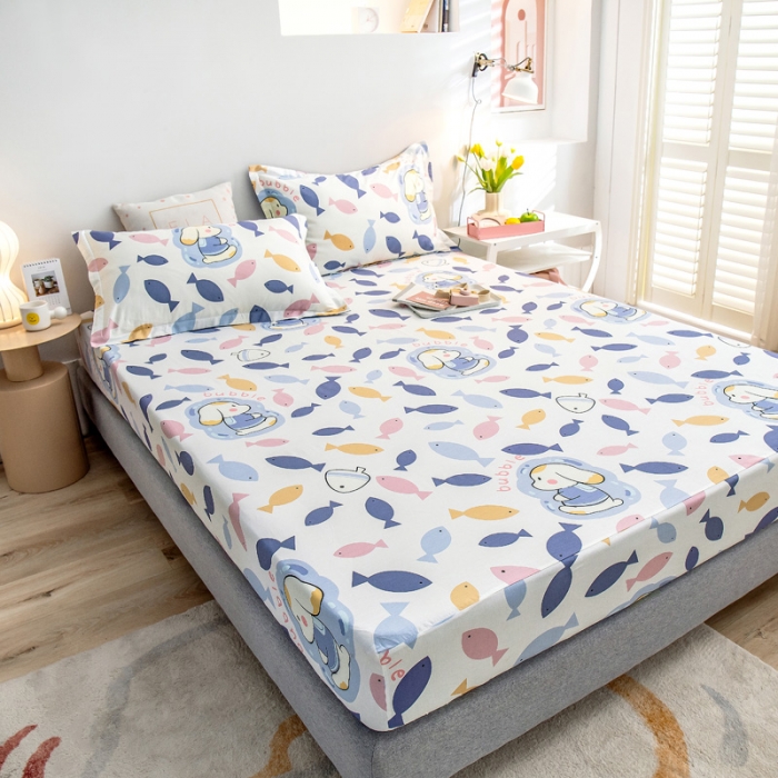 91家纺网 家纺一手货源 找家纺 绵庭 2022新款全棉12868单床笠 鱼泡泡