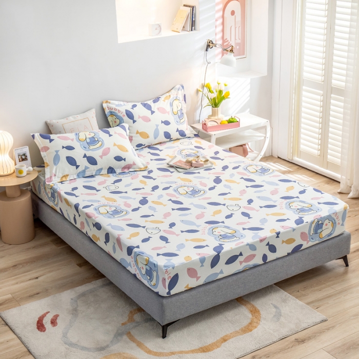 91家纺网 家纺一手货源 找家纺 绵庭 2022新款全棉12868单床笠 鱼泡泡