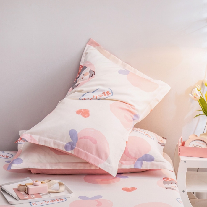 91家纺网 家纺一手货源 找家纺 绵庭 2022新款全棉12868单枕套 白桃公主