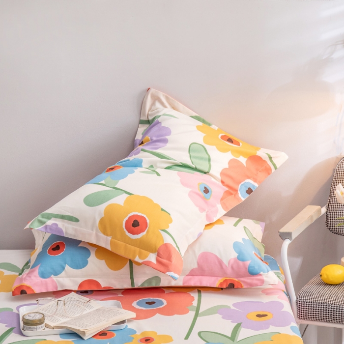 91家纺网 家纺一手货源 找家纺 绵庭 2022新款全棉12868单枕套 华美绽放