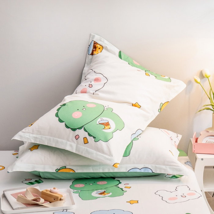 91家纺网 家纺一手货源 找家纺 绵庭 2022新款全棉12868单枕套 恐龙宝宝
