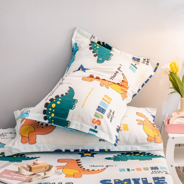 91家纺网 家纺一手货源 找家纺 绵庭 2022新款全棉12868单枕套 恐龙漫画