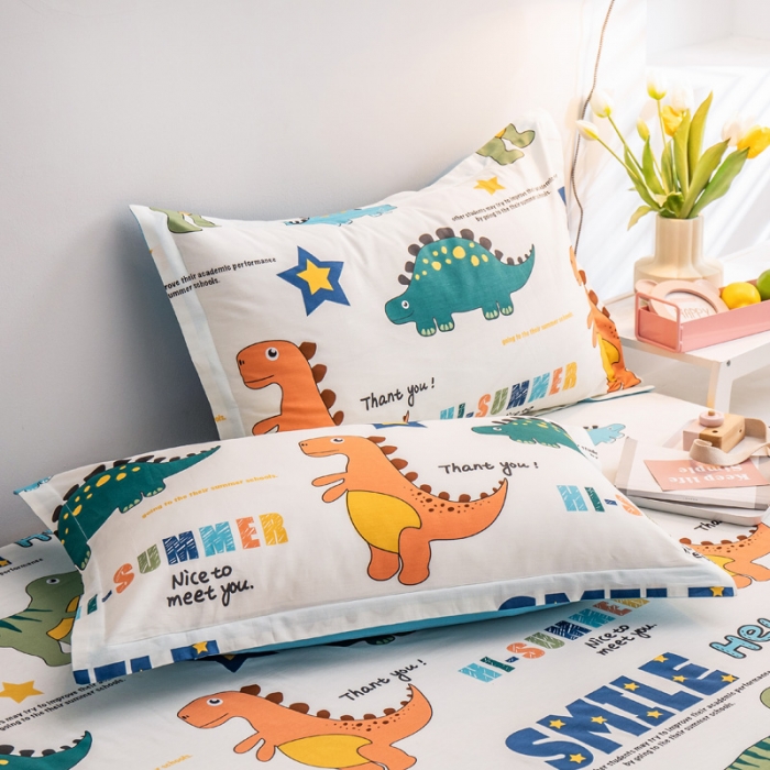 91家纺网 家纺一手货源 找家纺 绵庭 2022新款全棉12868单枕套 恐龙漫画