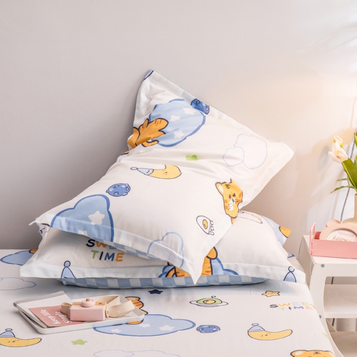 91家纺网 家纺一手货源 找家纺 绵庭 2022新款全棉12868单枕套 快乐虎-米