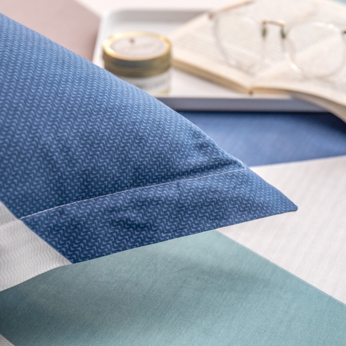 91家纺网 家纺一手货源 找家纺 绵庭 2022新款全棉12868单枕套 玫瑰条约-蓝