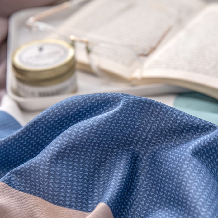 91家纺网 家纺一手货源 找家纺 绵庭 2022新款全棉12868单枕套 玫瑰条约-蓝