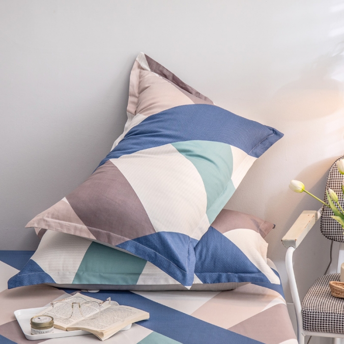 91家纺网 家纺一手货源 找家纺 绵庭 2022新款全棉12868单枕套 玫瑰条约-蓝