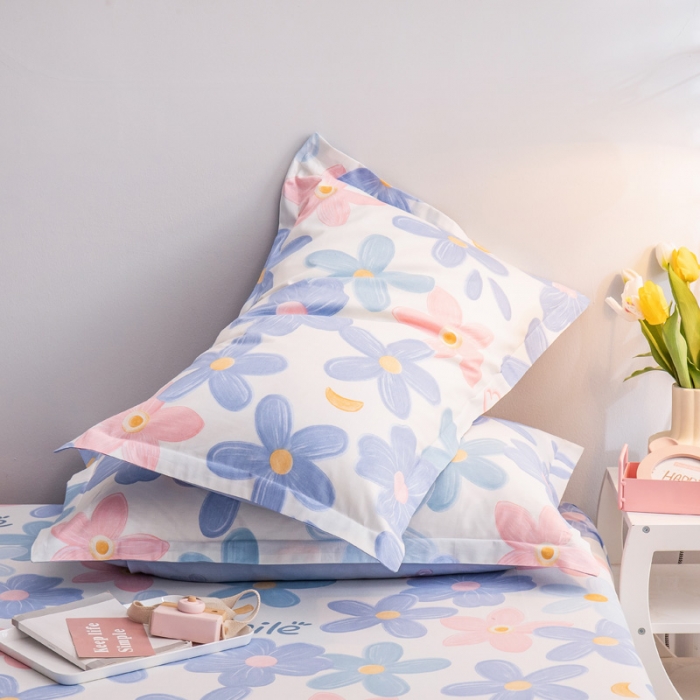 91家纺网 家纺一手货源 找家纺 绵庭 2022新款全棉12868单枕套 浅浅花漾