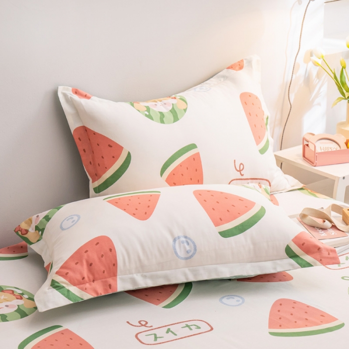 91家纺网 家纺一手货源 找家纺 绵庭 2022新款全棉12868单枕套 西瓜女孩