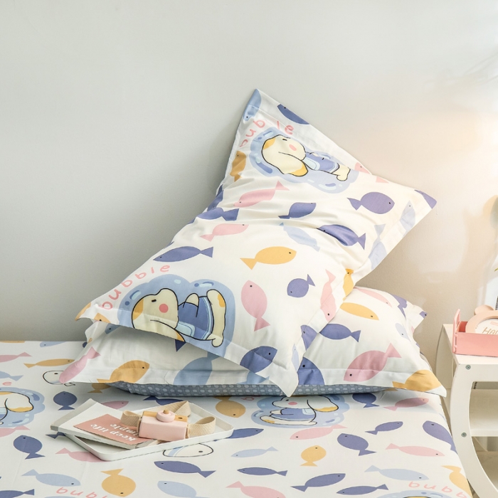 91家纺网 家纺一手货源 找家纺 绵庭 2022新款全棉12868单枕套 鱼泡泡