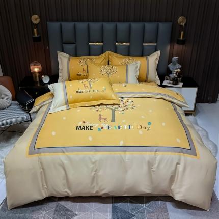 91家纺网 家纺一手货源 找家纺 金爱家 2023新款大版13372全棉花卉系列四件套眷恋