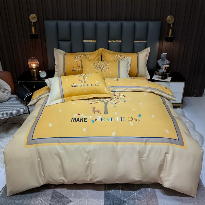 91家纺网 家纺一手货源 找家纺 金爱家 2023新款大版13372全棉花卉系列四件套眷恋