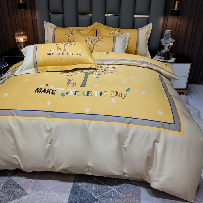 91家纺网 家纺一手货源 找家纺 金爱家 2023新款大版13372全棉花卉系列四件套眷恋