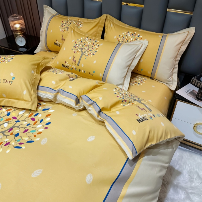 91家纺网 家纺一手货源 找家纺 金爱家 2023新款大版13372全棉花卉系列四件套眷恋