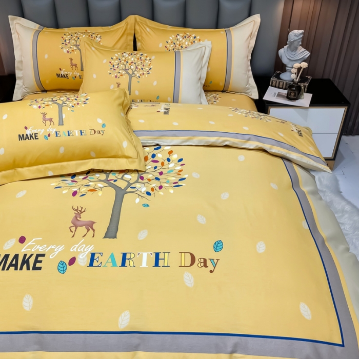 91家纺网 家纺一手货源 找家纺 金爱家 2023新款大版13372全棉花卉系列四件套眷恋