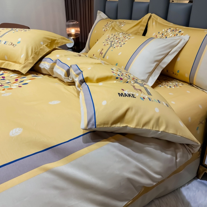 91家纺网 家纺一手货源 找家纺 金爱家 2023新款大版13372全棉花卉系列四件套眷恋