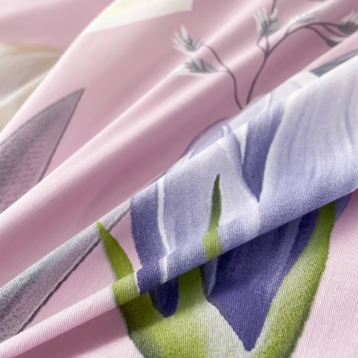 91家纺网 家纺一手货源 找家纺 金爱家 2023新款大版13372全棉花卉系列四件套恋之风景