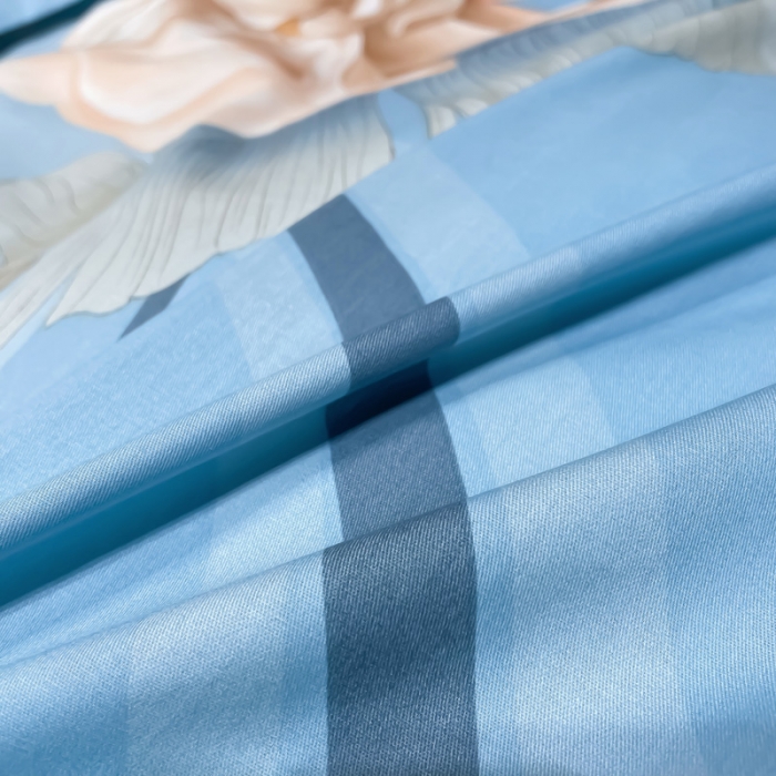 91家纺网 家纺一手货源 找家纺 金爱家 新款大版13372全棉花卉系列四件套千里寻花-兰