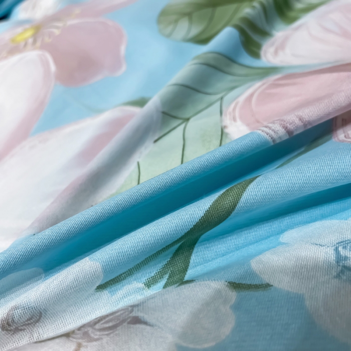 91家纺网 家纺一手货源 找家纺 金爱家 新款大版13372全棉花卉系列四件套清莹花香-兰