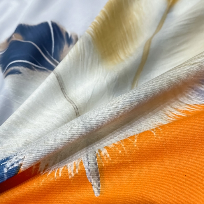 91家纺网 家纺一手货源 找家纺 金爱家 2023新款大版13372全棉花卉系列四件套色彩羽毛