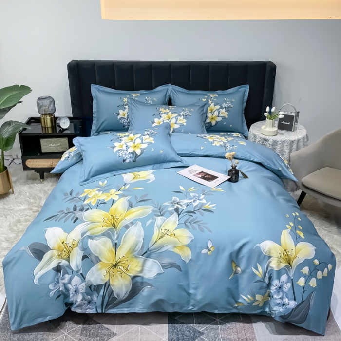 91家纺网 家纺一手货源 找家纺 金爱家 新款大版13372全棉花卉系列四件套姝美之媛-兰