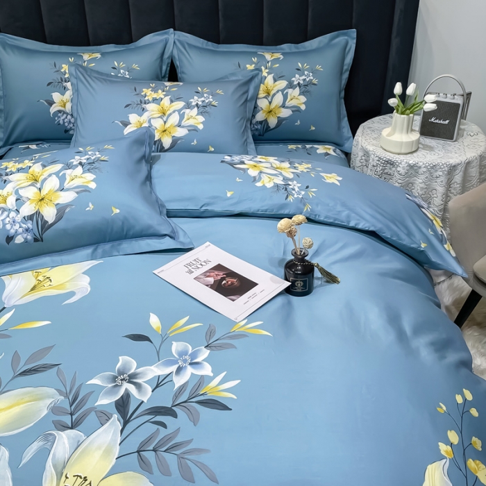 91家纺网 家纺一手货源 找家纺 金爱家 新款大版13372全棉花卉系列四件套姝美之媛-兰