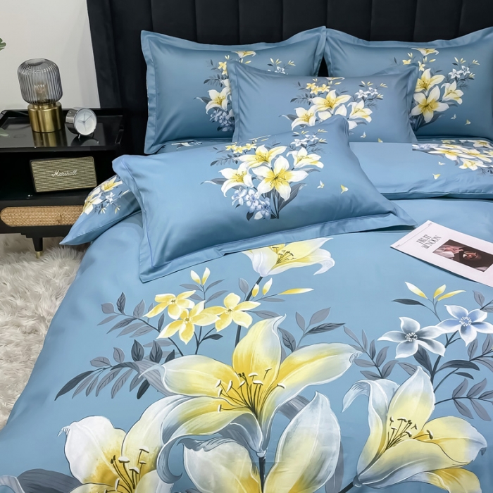 91家纺网 家纺一手货源 找家纺 金爱家 新款大版13372全棉花卉系列四件套姝美之媛-兰