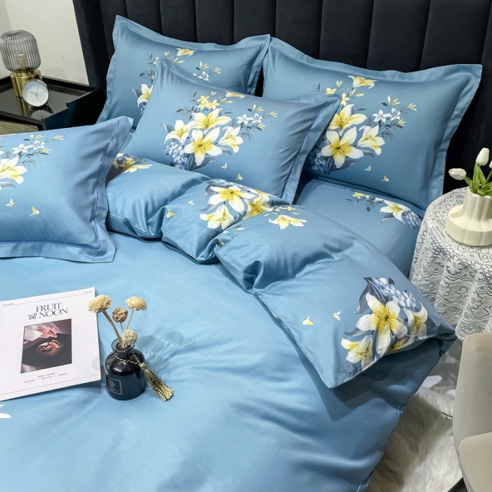 91家纺网 家纺一手货源 找家纺 金爱家 新款大版13372全棉花卉系列四件套姝美之媛-兰