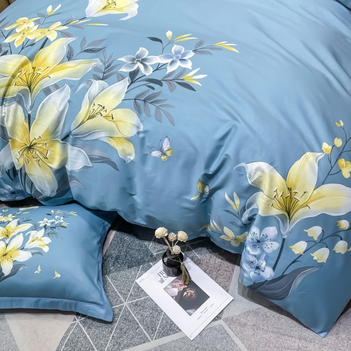 91家纺网 家纺一手货源 找家纺 金爱家 新款大版13372全棉花卉系列四件套姝美之媛-兰