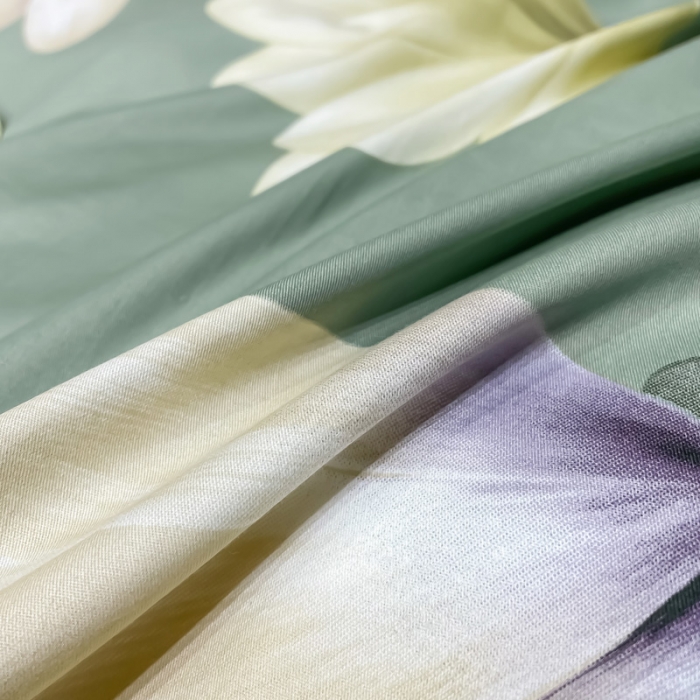 91家纺网 家纺一手货源 找家纺 金爱家 2023新款大版13372全棉花卉系列四件套薇曼-绿