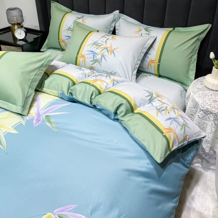 91家纺网 家纺一手货源 找家纺 金爱家 2023新款大版13372全棉花卉系列四件套相思竹语