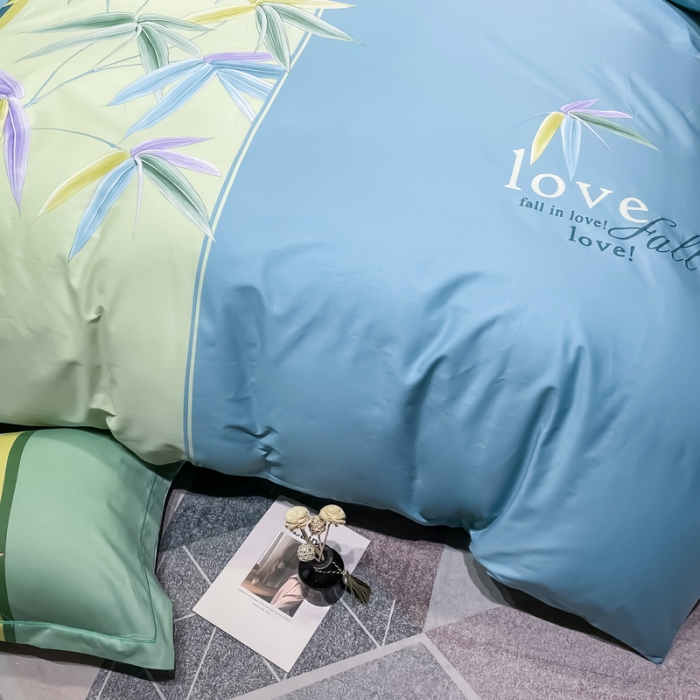 91家纺网 家纺一手货源 找家纺 金爱家 2023新款大版13372全棉花卉系列四件套相思竹语