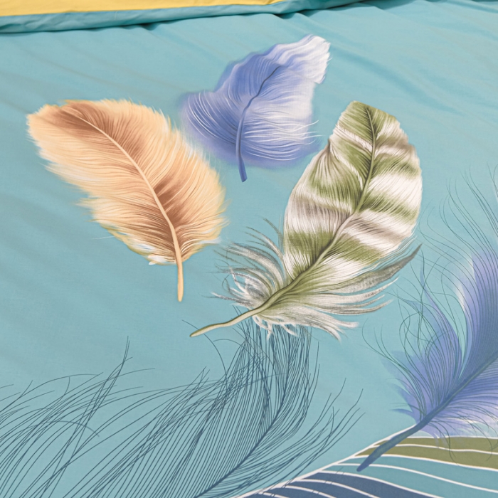 91家纺网 家纺一手货源 找家纺 金爱家 新款大版13372全棉花卉系列四件套月光之梦-绿