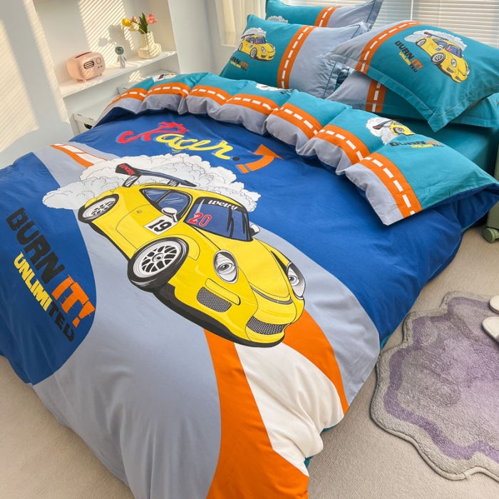 91家纺网 家纺一手货源 找家纺 金爱家 2023新款大版纯棉卡通四件套兜兜风