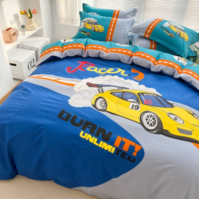 91家纺网 家纺一手货源 找家纺 金爱家 2023新款大版纯棉卡通四件套兜兜风