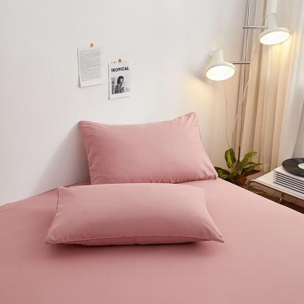 蓝淋 2022新款亲肤磨毛枕套一对 豆沙色